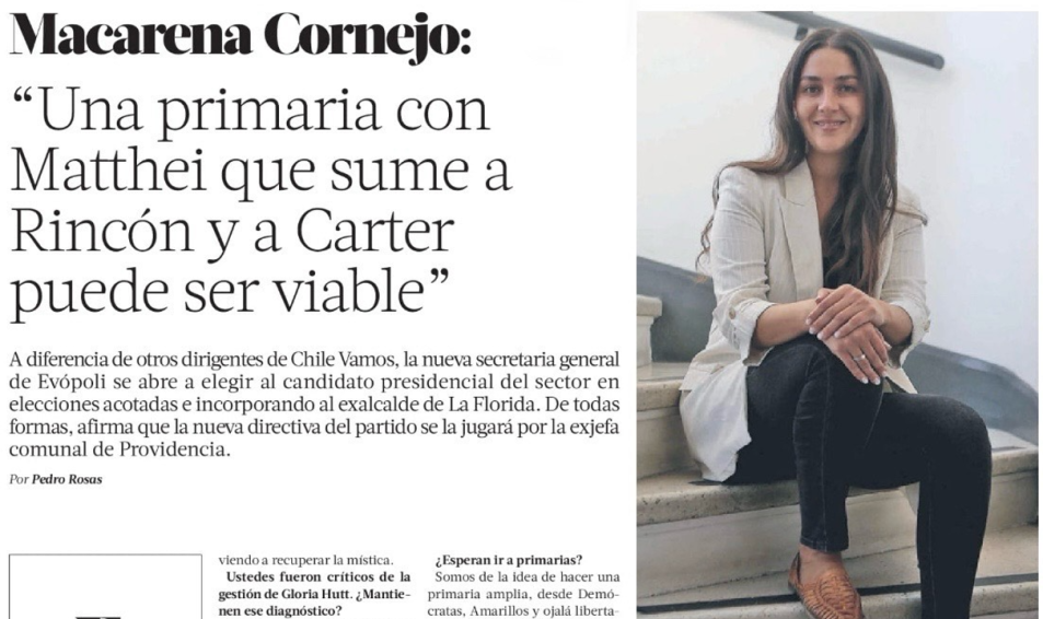 Macarena Cornejo, secretaria general de Evópoli: «Somos de la idea de hacer una primaria amplia. La oposición tiene una tarea clara que es entregar gobernabilidad al país»